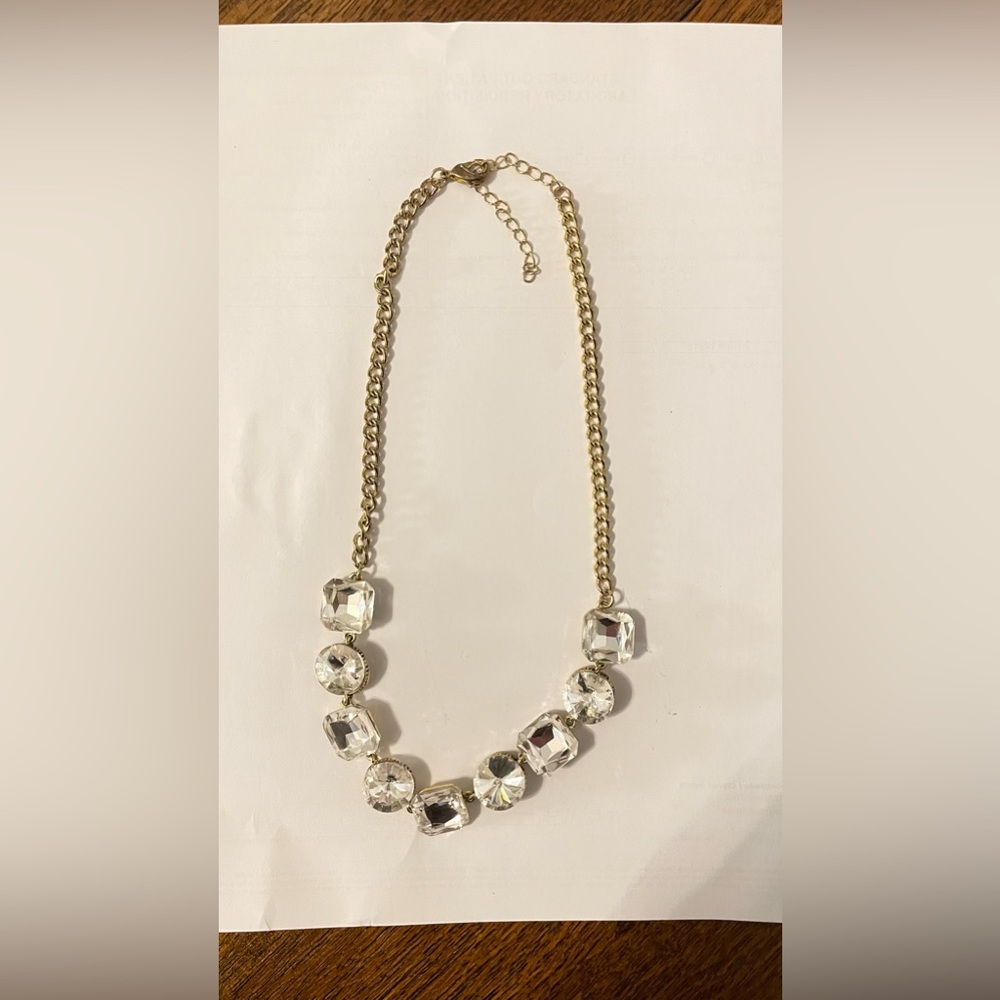 Large Square and Round Rhinestone Necklace - Picture 6 of 7